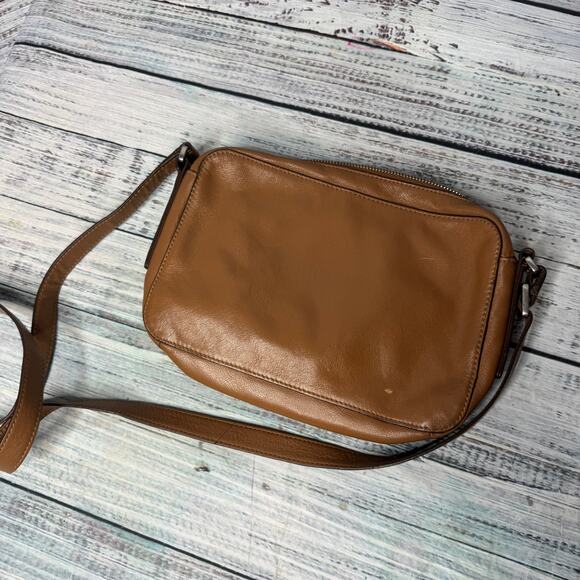 Fossil Brown Leather Crossbody Bag Double Front Pocket Adjustable Strap - Picture 5 of 6